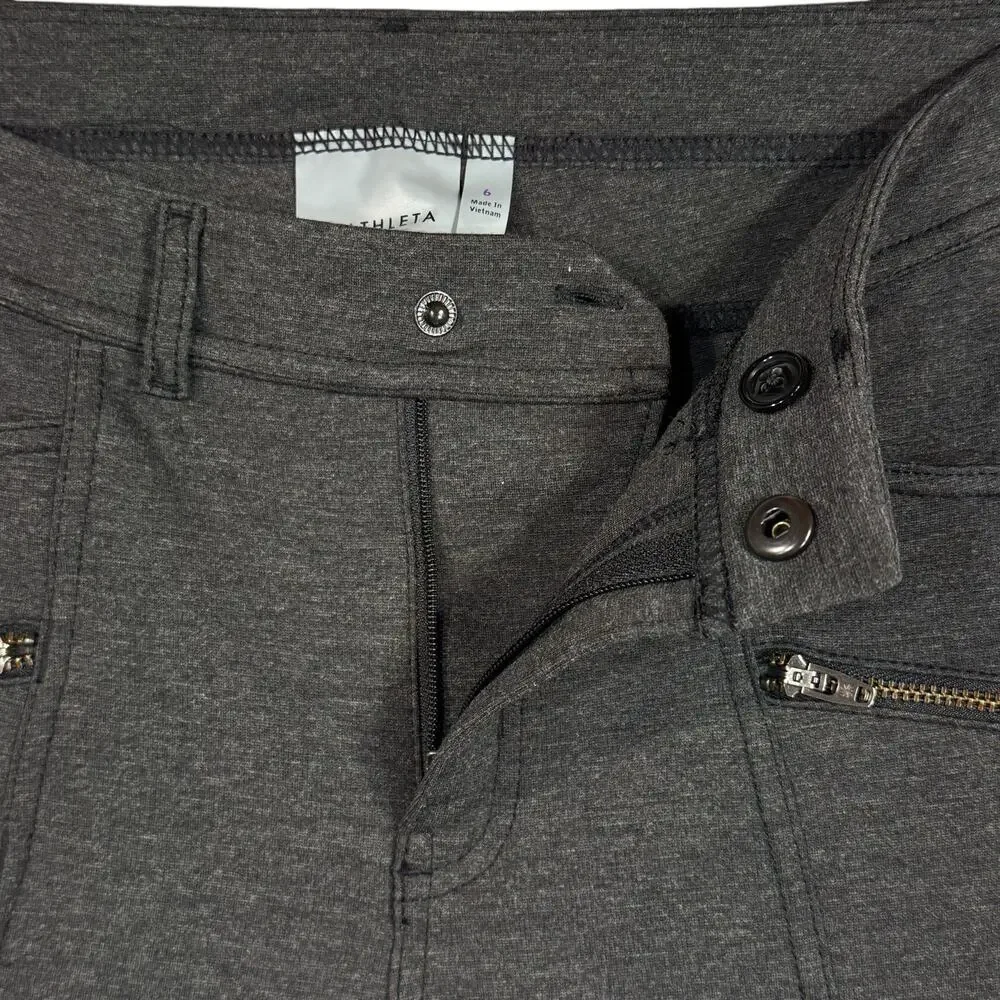 Athleta SZ 6 Ponte Moto 2.0 Pants Mid-Rise Zip-Fly Pocket Stretch Gray Heathered - Picture 3 of 8